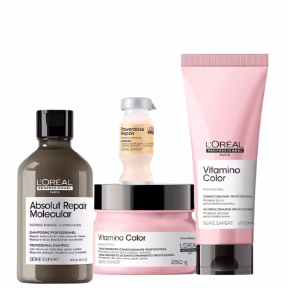 Imagem do produto Quarteto L'Oréal Professionnel Vitamino Color Molecular Protein for Home (4 Produtos)