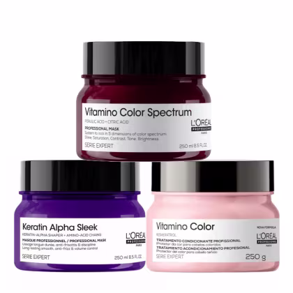 Imagem do produto Trio Máscaras L'Oréal Professionnel para Nutrição, Proteção e Cores for Home (3 Produtos)