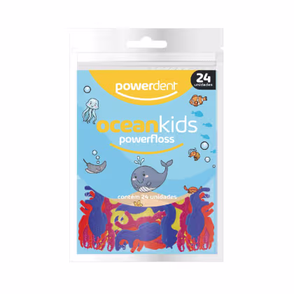 Fita Dental Powerdent Ocean Kids PowerFloss, 24 unidades.