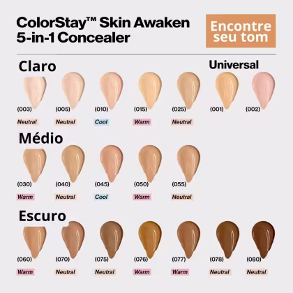 Cartela de tons divididos em fileiras, 7 claros, 5 médios e 7 escuros.