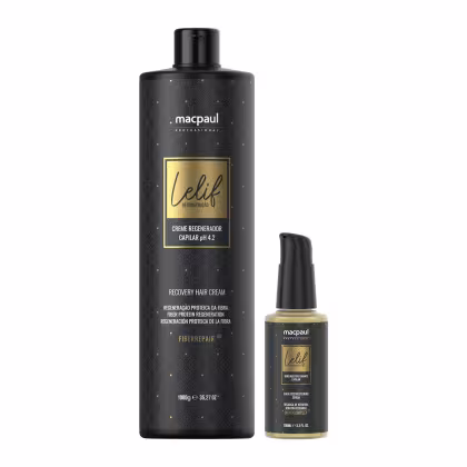 Imagem do produto Kit Creme Regenerador Capilar e Recarga de Queratina Linha Lelif Regeneração Macpaul.