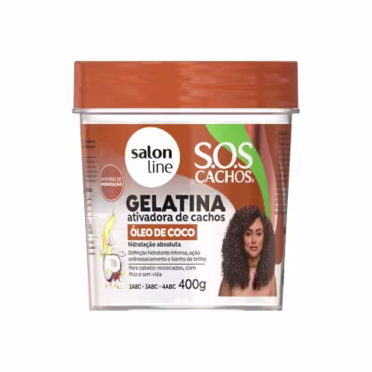 Gelatina Ativadora de Cachos Salon Line S.O.S Cachos Óleo de Coco. Volumetria de 400g.