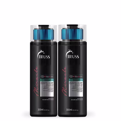 Kit com shampoo e condicionador Miracle, da marca TRUSS