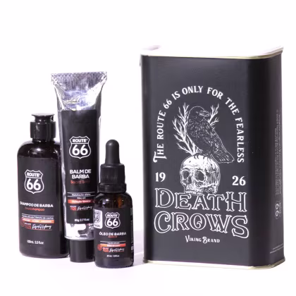 Imagem do produto Kit de Barba na Lata Death Crows com Shampoo 100ml, Balm 80ml e Óleo 30ml - Route 66 - Viking