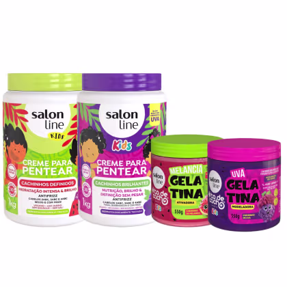 Imagem do produto Kit Creme + Gelatina Salon Line Melancia + Uva Com 4