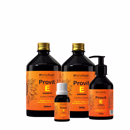 Kit com produtos da linha Provit E de Monohair Professional.