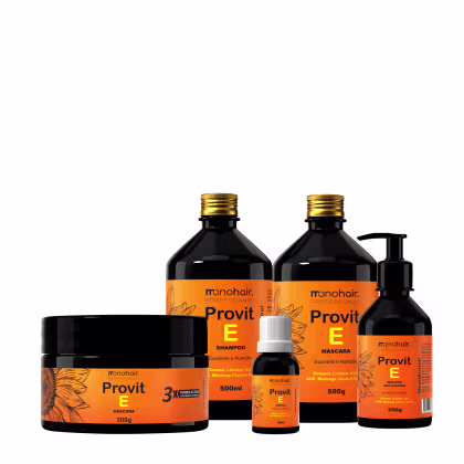 Kit com produtos da linha Provit E de Monohair Professional.