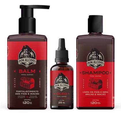 Imagem do produto KIT SHAMPOO BALM  E ÓLEO PARA BARBA DON ALCIDES BARBA NEGRA