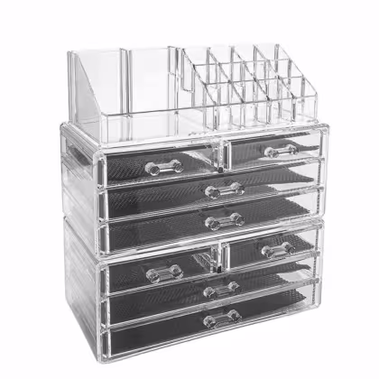 Imagem do produto Organizador de Maquiagem em Acrílico com 8 Gavetas e Bandeja para Batom