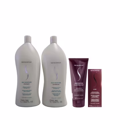 Kit Senscience Silk Moisture Shampoo 1L e Condicionador 1L + Inner Restore 200ml + CPR 2x25ml