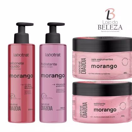 Imagem do produto Kit Banho Perfumado Morango Labotrat Dia A Dia Corpo E Rosto