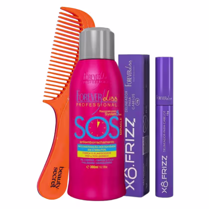 Imagem do produto Kit Forever Liss Sos Modelador Xo Frizz Pente Beauty Secret