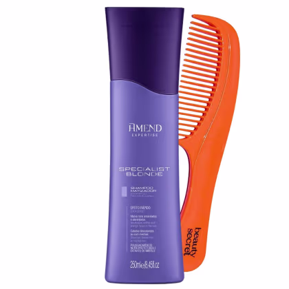 Imagem do produto Kit Shampoo Amend Matizador Expertise Specialist Blonde 250ml e Pente Beauty Secret