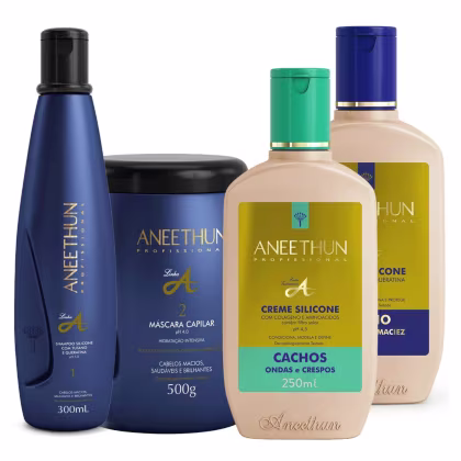 Imagem do produto Kit Linha A Aneethun Com Creme De Silicone Cachos Hidratação