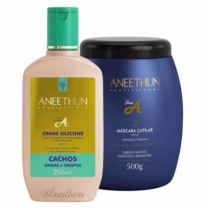 Imagem do produto Kit Creme De Silicone Cachos E Mascara Linha A Aneethun