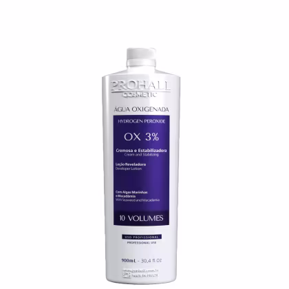 Água Oxigenada de 10 volumes OX 3% da marca Prohall Cosmetic.