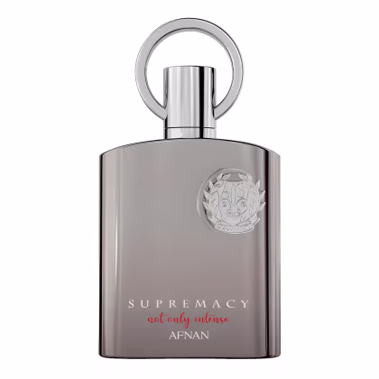 Perfume Supremacy Not Only Intense Afnan Eau de Parfum 100ml, com design elegante em tons de cinza e prata