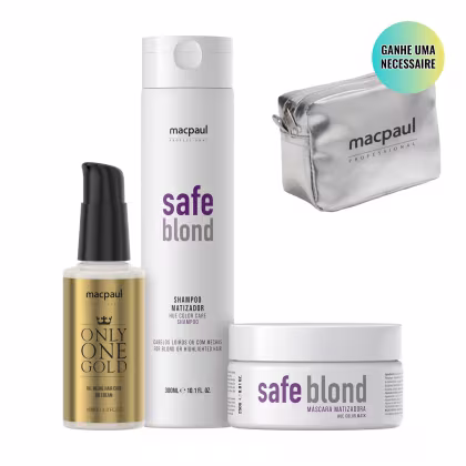 Imagem do produto Kit profissional Shampoo Máscara e Matizador Safe Blond E Leave-In BB Cream Only One Gold Macpaul Macpaul