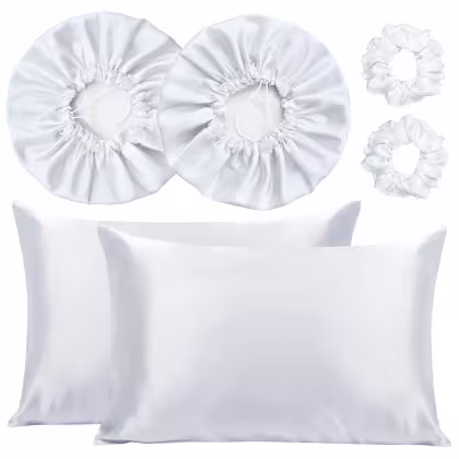 Kit Bemart Fronha Touca e Xuxinhas Cetim Branco (6 Produtos).