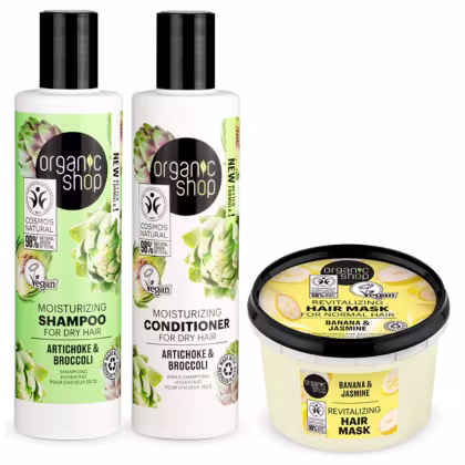 Imagem do produto Kit Organic Shop Alcachofra e Brócolis + Banana e Jasmim (3 Produtos)
