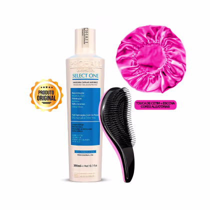 Imagem do produto Kit Prohall Cosmetic Select One Antifrizz + Touca de Cetim + Escova (3 Produtos)