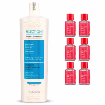 Imagem do produto Kit Prohall Cosmetic Select One Antifrizz + Absolut Oil Big (7 Produtos)