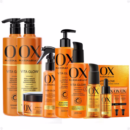 Imagem do produto Kit Ox Mari Maria Hair Vita Glow: Shampoo, Condicionador, Máscara, Ampola, Sérum, Leave-In, Defrizante, Óleo e Tônico