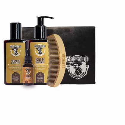 Imagem do produto Kit Shampoo para Barba + Balm para Barba + Oleo para Barba Frasco + Pente - Muchacho Bay Rum