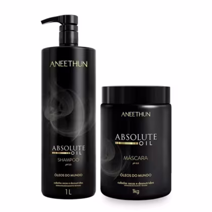 Imagem do produto Kit Absolute Oil Shampoo 1L E Máscara 1Kg Nutrição Profunda Duradora Aneethun (02 Produtos)