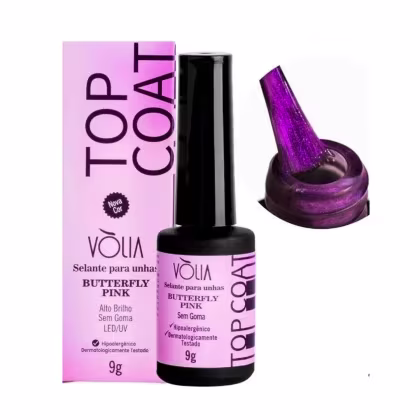 Imagem do produto VÒLIA - Topcoat Selante em Frasco - Butterfly Pink - Finalizador Alongamento Unhas Nails - 9g