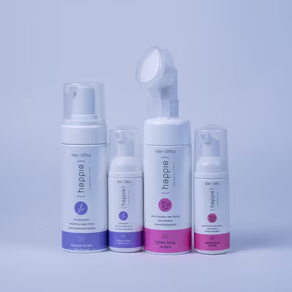 Imagem do produto Kit espumas íntimas com enxágue 150 e 50 ml + espumas faciais p/ pele sensível 150 e 50 ml