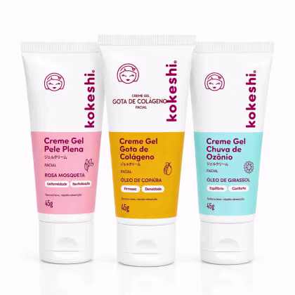 Imagem do produto Kit Linha Ozônio Kokeshi com 3 unidades Cremes Faciais Óleo de Girassol
