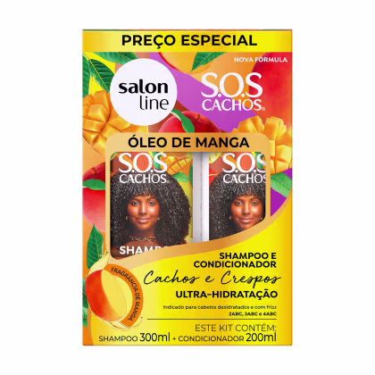 Imagem do produto Kit Shampoo 300ml + Condicionador 200ml SOS Cachos Óleo de Manga