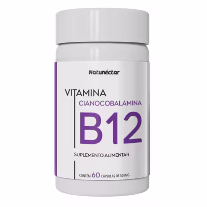 Imagem do produto Vitamina B12 500mg - Cianocobalamina 500mg 60 Cápsulas - Natunéctar