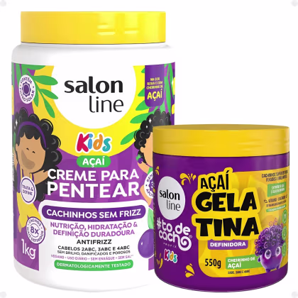 Imagem do produto Kit Salon Line Kids: 1 Creme para Pentear e 1 Gelatina Definidora Açaí