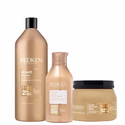 Imagem do produto Kit Redken All Soft Shampoo 1L + Condicionador 300ml + Máscara 500ml (3 produtos)
