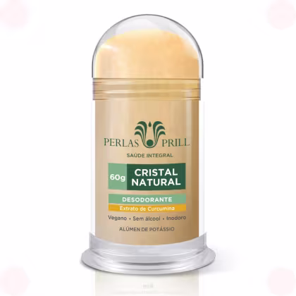 Desodorante em Bastão Perlas Prill Cristal Natural Curcumina, 60g.