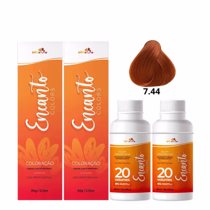Imagem do produto Kit Beleza Ruiva Encanto Colors 7.44 e Oxigenada 20vol 6% - Duas Unidades