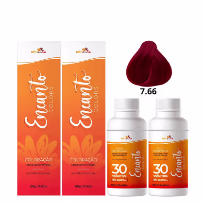 Imagem do produto Kit Beleza Ruiva Encanto Colors 7.66 e Oxigenada 30vol 9% - Duas Unidades