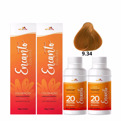 Imagem do produto Kit Beleza Ruiva Encanto Colors 9.34 e Oxigenada 20vol 6% - Duas Unidades
