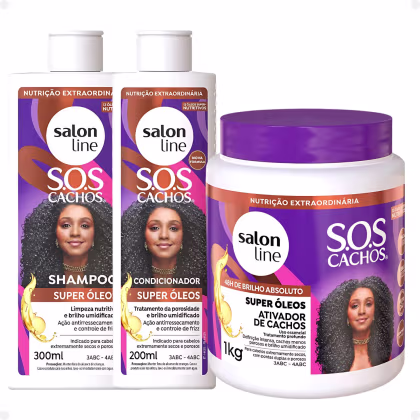 Imagem do produto Kit Salon Line SOS Cachos Super Óleos: Shampoo 300ml e Condicionador 200ml + Ativador de Cachos 1kg