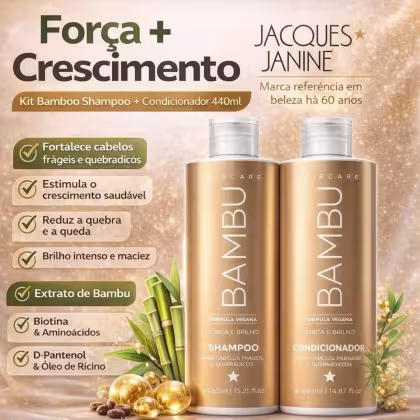 Imagem do produto JACQUES JANINE - Kit BAMBU Shampoo 450ml + Condicionador 440ml - Força & Crescimento