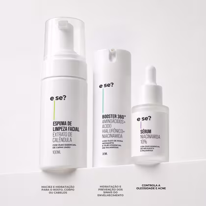 Imagem do produto Kit Controle Total 3 passos - Espuma de limpeza facial 100ml + Hidratante Booster 360º 30ml + Sérum Niacinamida 10% 30ml