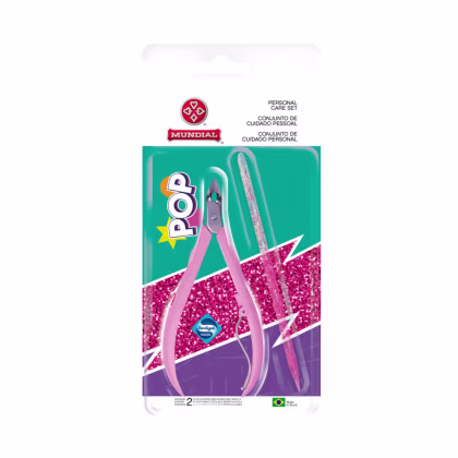 Imagem do produto Alicate De Cutícula Com Espátula Dupla Pop 751 Rosa Mundial