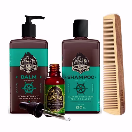 Imagem do produto Kit Balm Shampoo Óleo Calico Jack e Pente Duplo Don Alcides