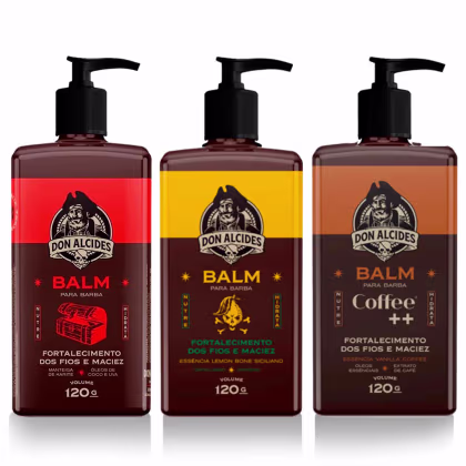 Imagem do produto Kit 3x Balm Para Barba Lemon  Barba Negra Coffee Don Alcides