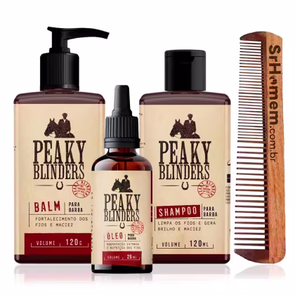 Imagem do produto Kit Balm Shampoo Óleo Pente Duplo Barba Peaky Blinders Don Alcides