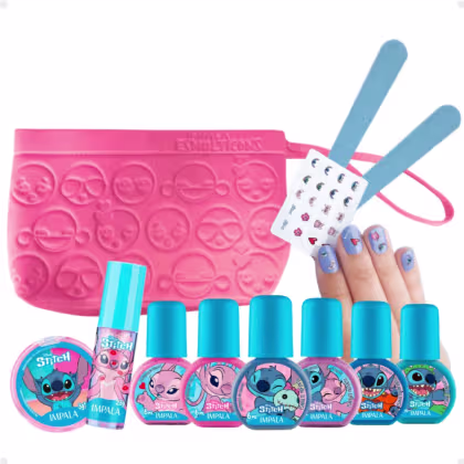 Imagem do produto Kit Impala Stitch com 10 itens + Mimo: 6 Esmaltes, Lixa, Adesivo, Paleta e Brilho Labial