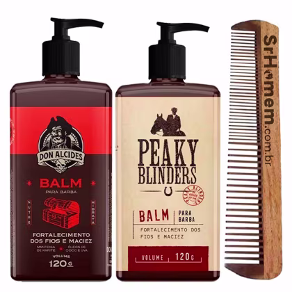 Imagem do produto 2x Balm Barba Negra Peaky Blinders e Pente Duplo Don Alcides