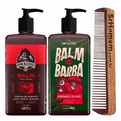 Imagem do produto Kit 2x Balm Barba Negra Guaraná e Pente Duplo Don Alcides